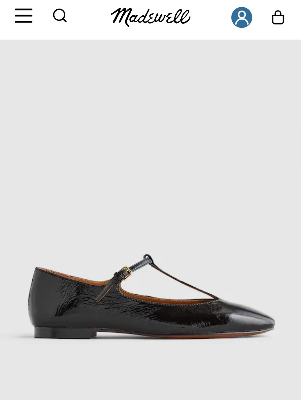 Madewell Black Patent T-Strap Pointed Ballet Flat